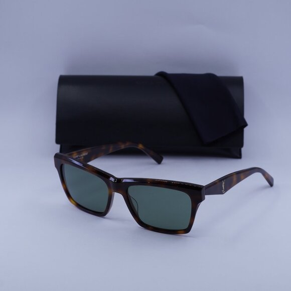 Saint Laurent SLM104 003 Square Sunglasses - Havana/Green - Picture 1 of 13